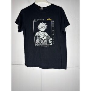 My Hero Academia Katsuki Bakugou Black Graphic T-Shirt Mens Size Medium M Manga